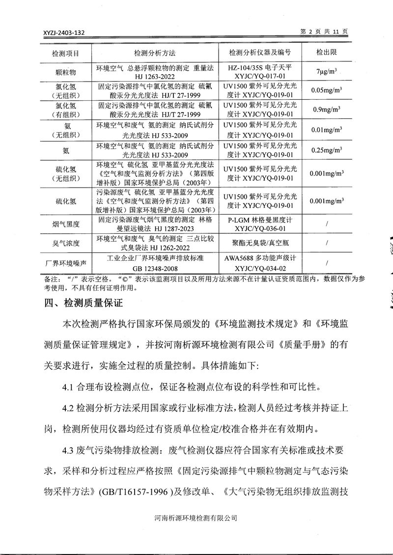 乡市三鑫科技有限公司2024年自行检测报告(1)-04